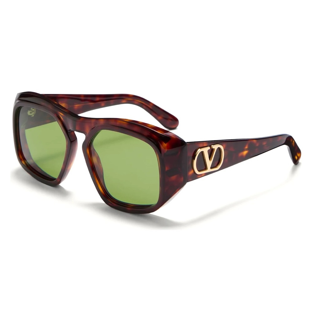 New! Valentino VLS 179B, Tortoise Shell Sunglasses with Green Lenses, Authentic